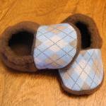 Blue And Brown Argyle Fleece Baby Booties