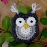 Owl Headband - Charcoal Gray - Silver Gray