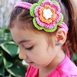 Crochet Flower Clip Headba..